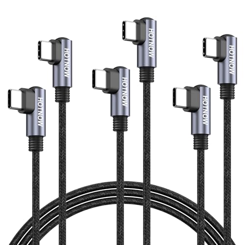USB C to USB C Cable 3FT 3 Pack, Right Angle 90 Degree Type C to C PD 65W Fast Charging Cords, Compatible with iPhone 17/16/15, Power Bank and USB Type C Devices - color: Black, size: 3FT