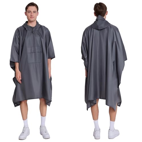 Multi functional cape hooded raincoat suitable for outdoor camping and hiking, suitable for both men and women - color: Grey