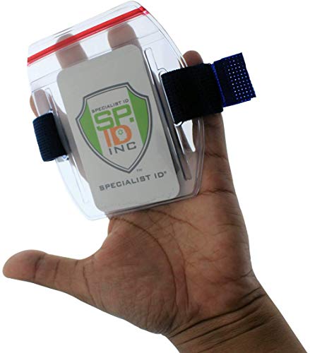 5 Pack - Heavy Duty Water Resistant Armband ID Badge Holder with Resealable Red Zip & Rugged Adjustable Arm Band (Perfect Arm Ski Pass Holder for Lift Ticket) Secure Top Load by Specialist ID - size: 5 Pack