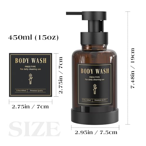 Luxspire Glass Foaming Soap Dispenser 15oz Hand Soap Bottle, Amber, 2 Pack | Anti-drip pump, wide mouth easy refill, non-slip silicone base, 7 waterproof labels, bathroom and kitchen sink use - color: Amber