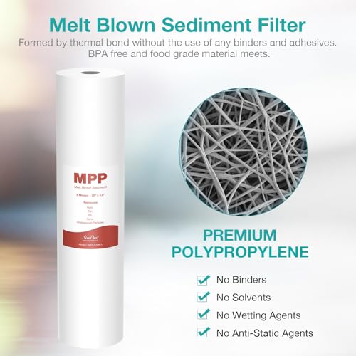 SimPure 5 Micron 20" x 4.5" Whole House Sediment Water Filter Cartridge - size: 2 Count (Pack of 1), style: 20" x 4.5"