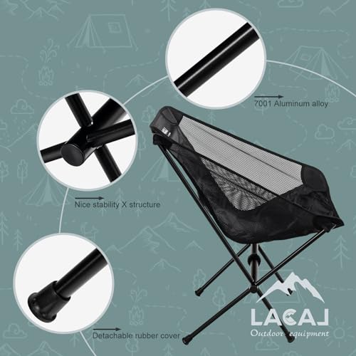 G2 GO2GETHER Ultra-Light Folding Camping Chair, All-Aluminum Frame, Surper Breathable Fabric, Easy to Carry, Compact Storage Size (1, Black) - color: Black
