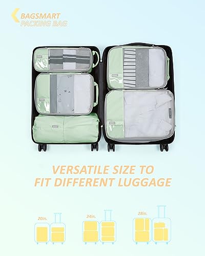 BAGSMART Compression Packing Cubes for Travel Essentials - color: Lime Cream, size: Set of 6