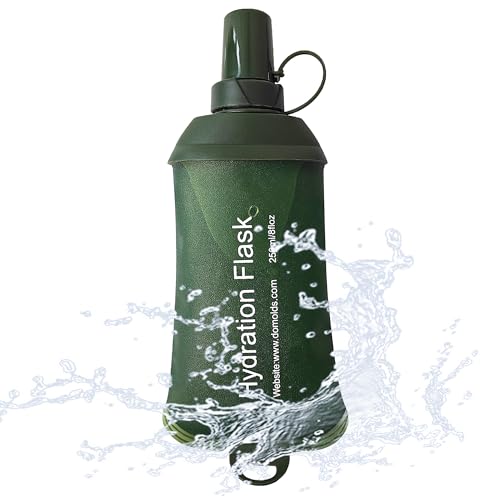 J.CARP 250ml Soft Flask Running Water Bottles, TPU Foldable Running Hydration Flask for Hydration Pack Cycling Hiking Climbing Outdoors Motorbike Green - color: Green, 250ml