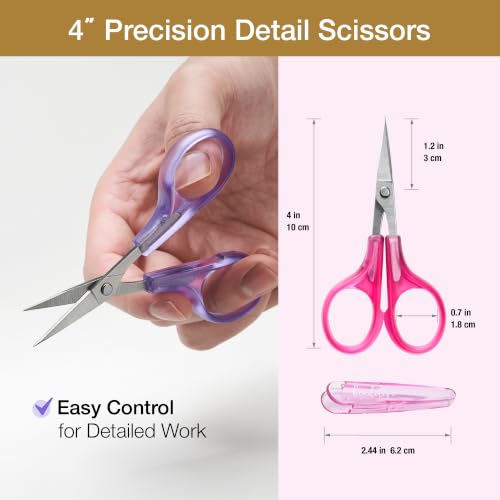 High Precision Detail Scissors Set (2-Pc) Sharp, Fine Tips | Paper Cutting, Scrapbooking, Sewing, Crafting | Stainless Steel | Protective Cover (Jelly) - color: Jelly