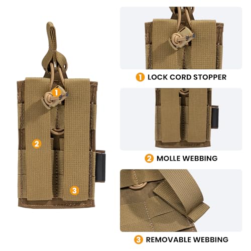 EXCELLENT ELITE SPANKER Tactical Open-Top Single/Double/Triple Molle Mag Pouch for Pistol Mag Pouch Tactical Bag Accessories Holder - color: Coyote Brown