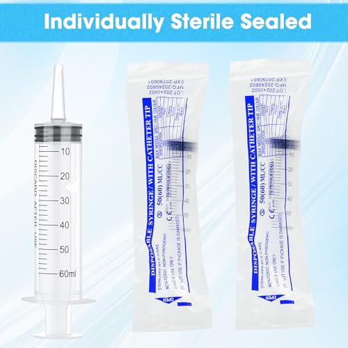 3 Pack 60mL Plastic Syringes for Liquid - Large Syringe Without Needle for Liquid, Measurement & Scientific Labs - style: 60 ml