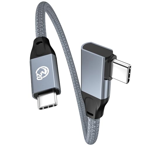 6 inch USB C to USB C Cable Right Angle, 0.5ft Short USB-C Cable 90 Degree | 100W USBC 3.2 Gen2x2 20Gbps 4K Video, Type C to C Charging Cord for iPhone 17 16 Pro Max iPad MacBook Galaxy S26/S25 - color: Gray, size: 0.5FT