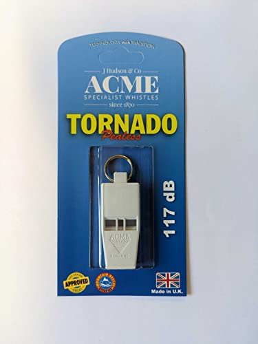 ACME genuine No. 636 Tornado slimline AIRFAST Whistle. BPA free plastic. Small-sized. High-pitch. Pealess. 122 dBA. Designed and made in the UK - color: White