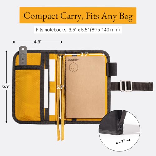 LOCHBY® Mini Field Journal | Water Resistant Waxed Canvas | Pen Loop | Included Tomoe River Notebook | Perfect for Travel, Art, Bullet Journal - color: Black Multicam, size: Pocket-size Hook