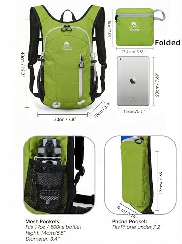 Foldable Small Hiking Backpack with 3 Strap Pockets – Lightweight 300D Spill-proof Daypack for Men Women – Packable Small Travel Backpack with Chest Strap & Trekking Pole Holder – Durable Outdoor Bag - color: Strawyellow