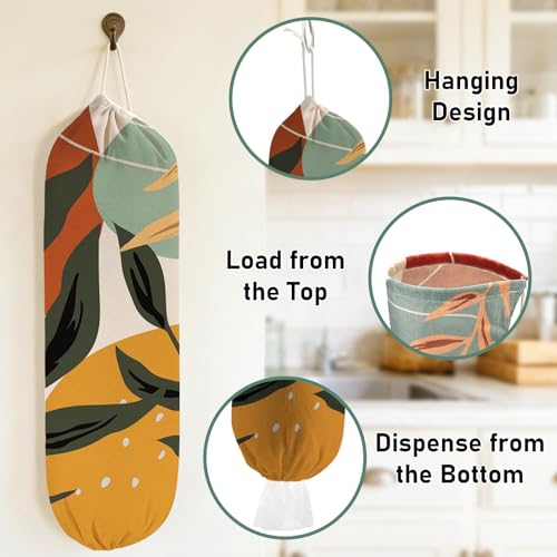 2PCS Boho Plastic Bag Holder for Kitchen Essentials, Reusable Hanging Grocery Bag Organizer, Washable Large Grocery Trash Garbage Bags Storage Dispenser Boho Kitchen Decor-06 - style: Boho 06