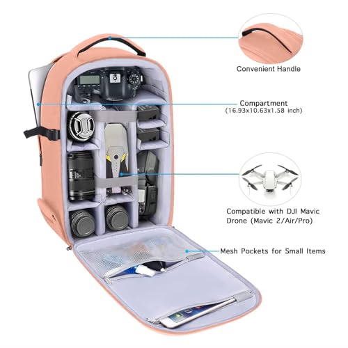 MOSISO Camera Backpack, DSLR/SLR/Mirrorless Photography Camera Bag - color: Salmon Pink