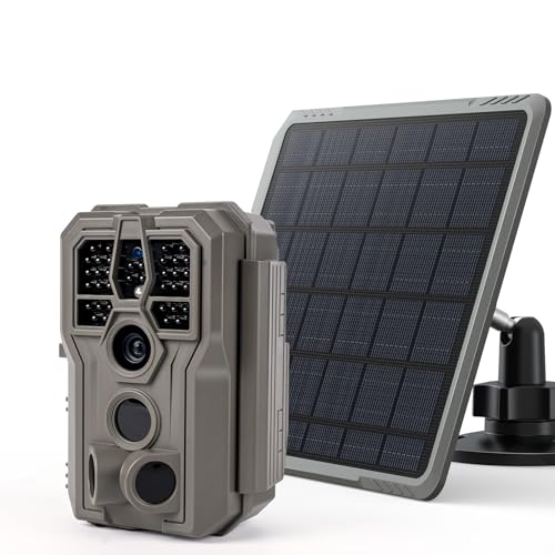 GardePro E5 2.0 Solar Trail Camera Bundle (Non-Cellular, Non-WiFi), 4K Video, Triple-PIR Motion Sensor, 0.1s Fast Trigger, 100ft No-Glow Night Vision, IP66 Waterproof, Motion Activated