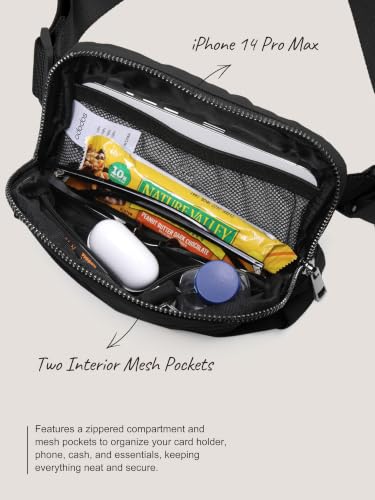 ODODOS Unisex Mini Belt Bag with Adjustable Strap Small Fanny Pack for Workout Running Traveling Hiking, Black - color: Black