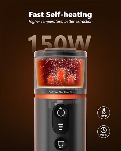 CONQUECO Portable Espresso Machine Travel: 12v Car Coffee Maker for Camping - Small Electric - 2.5 Mins Heating - 8 Cups Espresso for One Charge - color: coffee maker