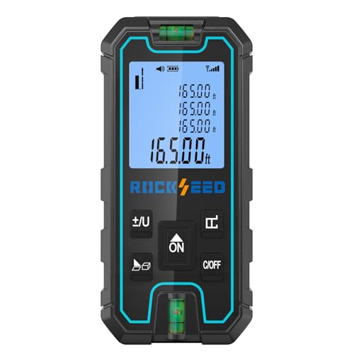 Laser Measuring Tool, RockSeed Portable Laser Measure, Digital Distance Measurement with 2 Bubble Levels, Laser Tape Measure with 5 Units Conversion - size: Large