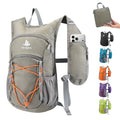 14L Small Hiking Backpack, Packable Travel Daypack for Men Women | Lightweight, Quick-Access Phone Pocket, Breathable, Water Resistant, Adjustable Straps, Emergency Whistle, Commuting Cycling - color: Grey
