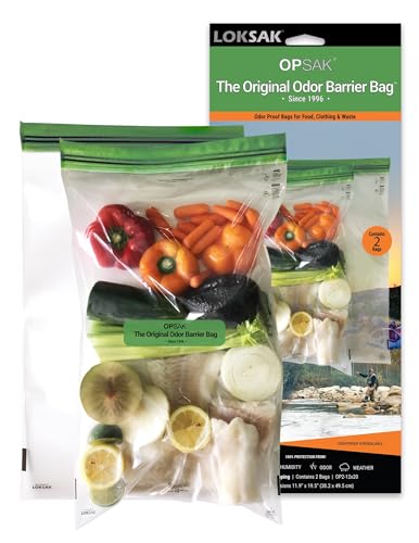 LOKSAK - OPSAK Odor Proof Dry Bags for Backpacking, Hiking and Storage- Resealable and Reusable Storage Bags (2 Pack - 12 Inch x 20 Inch) - size: 12 x 20 inch - 2 pack