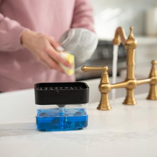 S&T INC. Dish Soap Dispenser and Sponge Holder, Matte Black - color: Matte Black