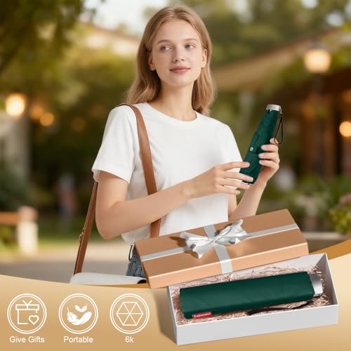 Lejorain Travel Umbrella Compact Flat Small Folding Windproof Lightweight for Women Men - color: 09Green