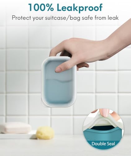 Quatish Compact Leakproof Travel Soap Case, Silicone Soap Box with Draining Layer, Enhanced Soap Container, Suitable for Camping, Gym, Bathroom, Outdoor Essentials, Bluegreen - color: Bluegreen, size: Regular
