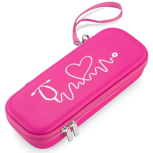 Stethoscope Case for 3M Littmann Classic III, Lightweight II S.E, MDF Acoustica - ID Slot and Pockets for Nursing Accessories - Hard Case Holder for Nurse - (Pink - Pu Leather) - color: Pink - Pu Leather