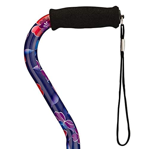 Nova Joy Designer Offset Quad Cane for Seniors - Unisex Adjustable Lightweight Walking Aid with Foam Handle, Wrist Strap and Anti-Rattle Lock - Essential Mobility Support - Maui Flowers - color: Maui Flowers