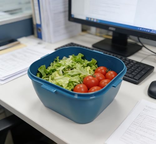 Salad Dinner Container - 58 oz Bowl with 4 Compartment Tray and 1 Removable,Sauce Box,Reusable Knife and Fork, Multi-scenario Usage Leak-Proof Food Storage, Outdoor Picnic Helper, Women,Men Gift