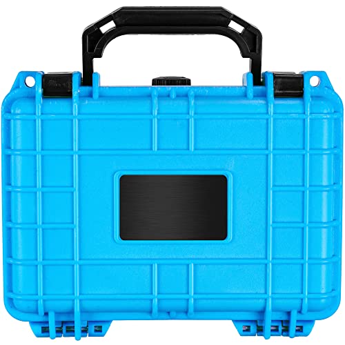Eylar Protective Gear and Camera Hard Case with Custom Logo Engraved Plate TSA Approved 8.12 inch 6.56 inch 3.56 inch, Customizable Pluck Foam, Lockable for Cameras, Lenses, Drones, Gear (Neon Blue) - color: Neon Blue