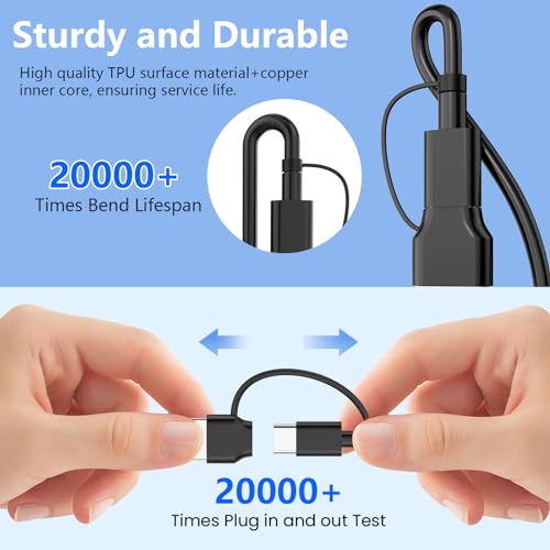 6in1 Multi Charging Cable for Apple Watch Charger, 10FT USB A/C Fast Charging Cord Cable Compatible with iWatch Ultra/SE/9/8/7/6/5/4/3 & iPhone 15/14/13/12/11/Galaxy, Black Universal Travel Charger - color: Black
