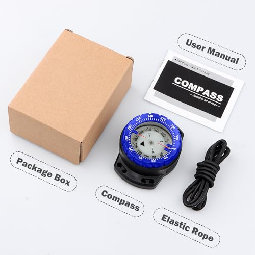 Scuba Dive Waterproof Wrist Compass with Bungee Mount - color: Blue