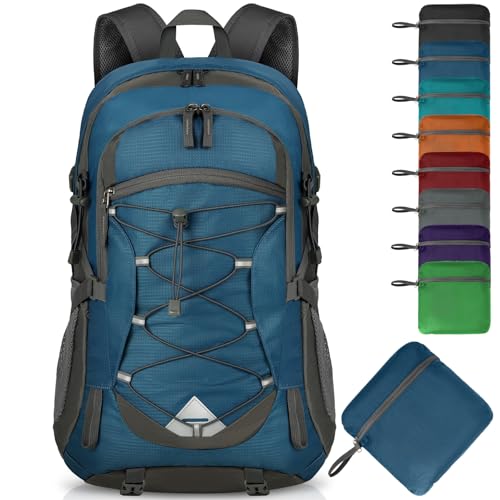 IGOLUMON Hiking Backpack 40L Packable Lightweight Camping Daypack Men Women | Multi-compartment storage Water-resistant Foldable Nylon Material Hiking Day pack for Camping Cycling Outdoor - color: Blue