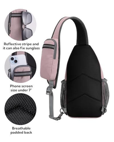 WATERFLY Crossbody Sling Backpack Sling Bag Travel Hiking Daypack - color: Pink