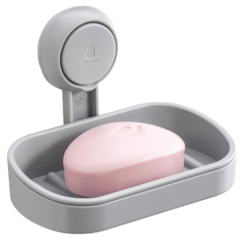 TAILI Soap Holder, Soap Dish for Shower Suction Cup, Bar Soap Holder, Grey | Removable Soap Holder Shower, Soap Tray for Shower Wall, No drill Sponge Holder, Bathroom & Kitchen, Bath Accessories - color: Grey, size: 1 Tier