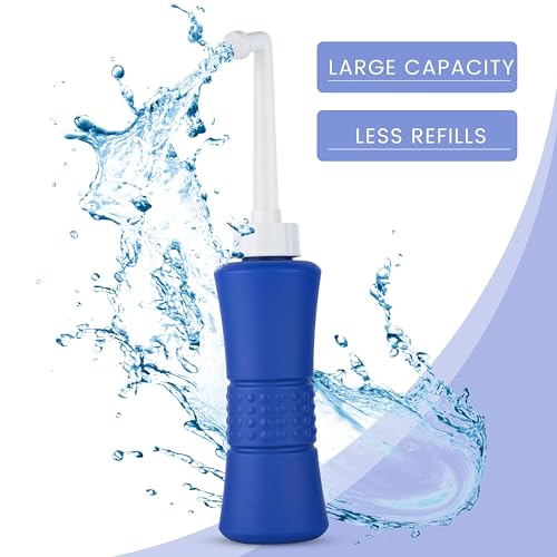 XL laphang Portable Bidet 500ml Blue Peri Bottle with Waterproof Pouch and Cap – PP + TPR, Leak Proof & Scratch Resistant –Perineal Bottle for Postpartum Hemorrhoids Healing, Maternity Kit Essentials