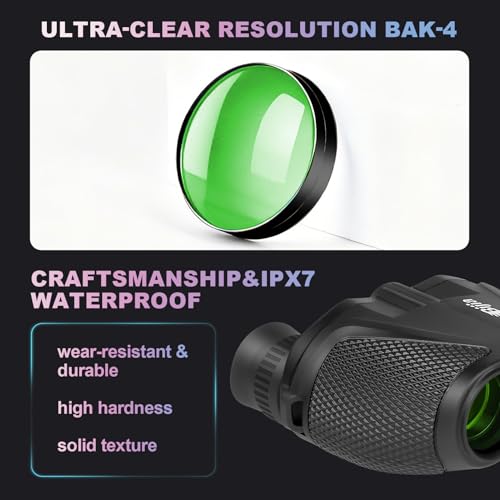 BIJIA 12 x 25 Compact Binoculars for Adults and Kids, Easy Focus Small Binoculars with BAK4 Prism, Large Eyepiece, Waterproof, Low Light Vision for Travel, Hiking, Bird Watching, Hunting, Concerts