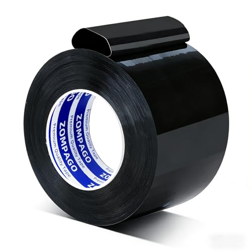 ZOMPAGO Heavy Duty Waterproof Duct Tape Repair Works Black,3.2in x 66FT | Hand tearable, no residue glue, strong adhesive, all-weather, fit pipe leak, RV roof, camping emergency fix - color: Black, size: 3.2in x 66FT
