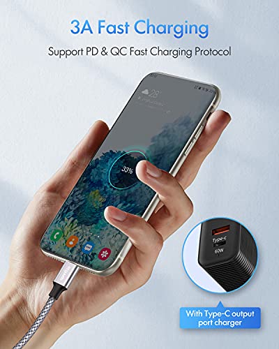 etguuds USB C to USB C Cable 3ft, 2-Pack 60W C to C Cable Fast Charging | for iPhone 17 16 15 Pro Max Plus Air, Samsung Galaxy S26 S25 S24 S23, USBC iPad MacBook Charger Cord Type C, Pixel, Gray - color: Gray, size: 3ft