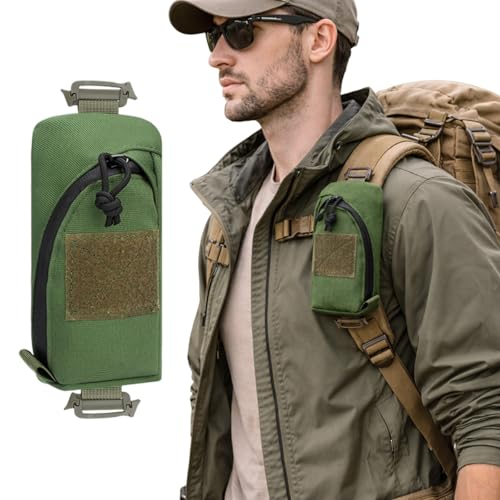 Tactical Shoulder Strap Bag Molle Pouches Compact Outdoor Organizer for Tools, Essentials, and EDC Gear, 6.5x5x4.5 Inches - color: Dark Green