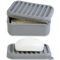 Portable Leakproof Travel Soap Case, Silicone Soap Case, Compact Soap Holder with Drainage Layer, Travel Soap Holder for Camping, Gym, Outdoor (Deep-Gray) - color: Deep-gray