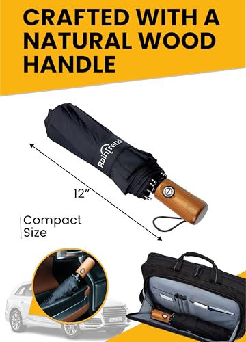 Raintrend Windproof Travel Umbrellas for Rain Automatic +10% Bigger Canopy Strong Frame Compact Folding Portable Umbrella for Women Men Backpack Purse - color: A Black&Brown