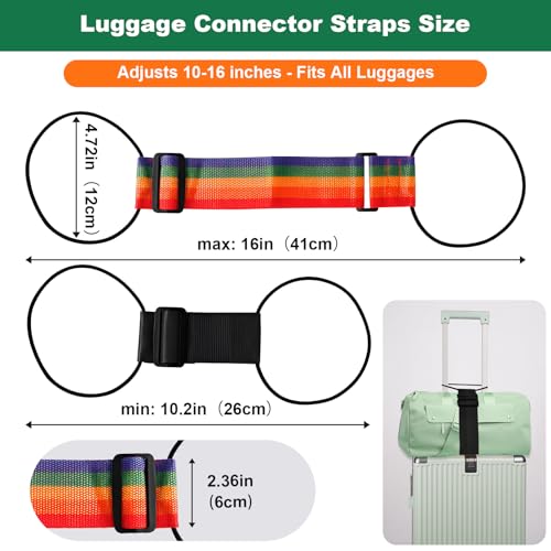 Luggage Connector Straps 2 Pack, Adjustable Add-a-Bag Strap, Black | Elastic connector belt helps attach backpacks, totes, or small duffels to rolling luggage for normal travel.