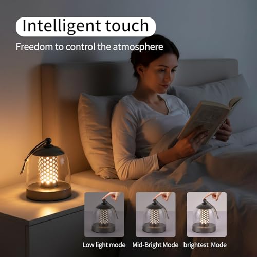 Camping Lantern, IPX4 Waterproof Touch Control LED Night Light, USB Rechargeable & Long Lasting Battery, Portable Hanging Tent Lamp for Outdoor Camping Hiking Backpacking,Silver Gray - color: Gray