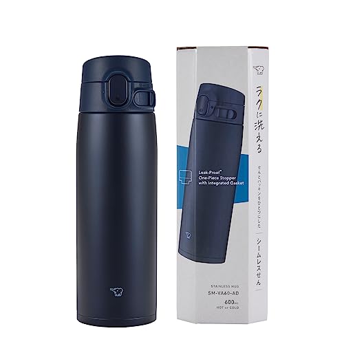 Zojirushi SM-VA60-AD Water Bottle, One-Touch Stainless Steel Mug, Seamless, 20.3 fl oz (600 ml), Navy - color: Navy Blue, size: 20 Ounces
