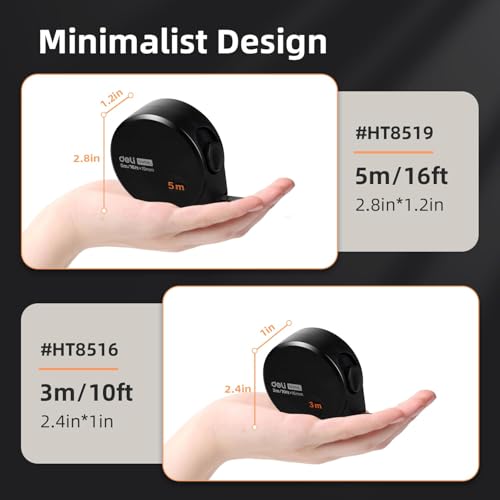 deli Tape Measure 10ft/3m 2 Pack, Easy Read Small Measuring Tape Retractable Mini Tape Measure with Metric/Inch，Minimalist, Durable Portable Pocket Measuring Tape, Suitable for Home and Work - size: 3m 2pack