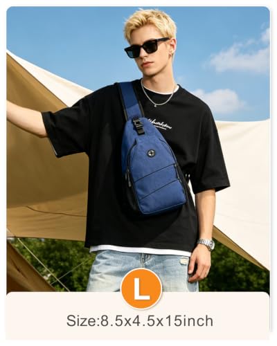 Pritent Crossbody Bags for Women Men Trendy Sling Bag Backpack Casual Chest Bag with Convertible Shoulder Strap - color: Blue, size: Large