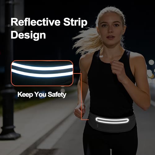 Slim Running Belt for Women Men,Phone Holder Waist Pack,Runners Fanny Pack - color: Light Black