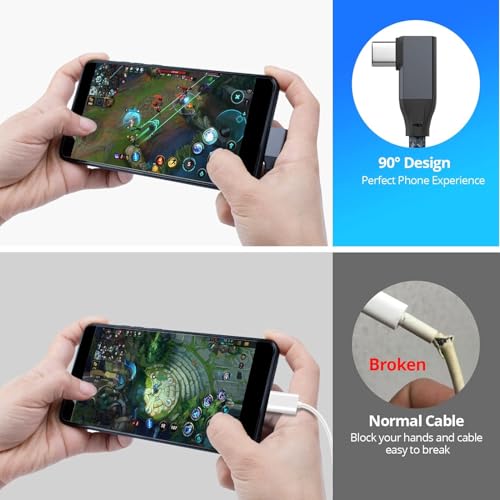 USB C Right Angle Cable 100W 15ft 2Pack, 4K Video USBC to USBC 3.2 Cable | 20Gbps Type C PD Charging Fast Charge Cord for iPhone 17 16 15 Pro Max iPad MacBook Galaxy S26 Ultra S25, Monitor, Dell - color: Gray, size: 15FT+15FT