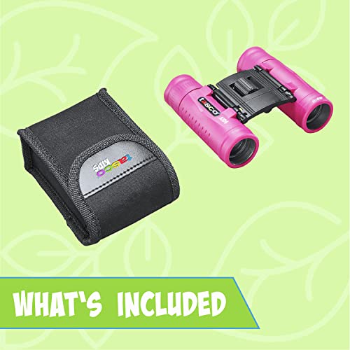 Tasco Kids Binoculars 8x21, Compact Binoculars for Kids Ages 3-12, Great for Adventures, Hiking, Camping, Travel, Bird Watching - color: Pink